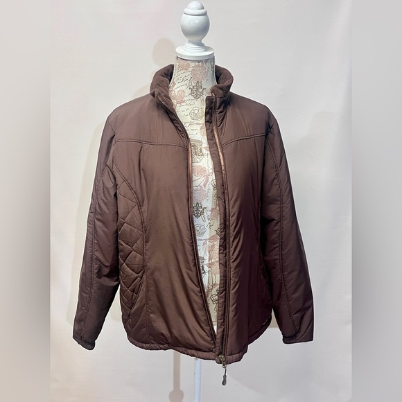 MERRELL Primaloft Full Zip Quilted Puffer Jacket Women's  Brown Zip Pockets XL - Picture 9 of 13